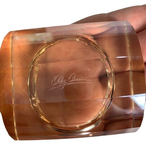 Oleg Cassini Honey Iridescent Crystal Votive Candle Holders Faceted Set of 2 Box - Picture 8 of 12